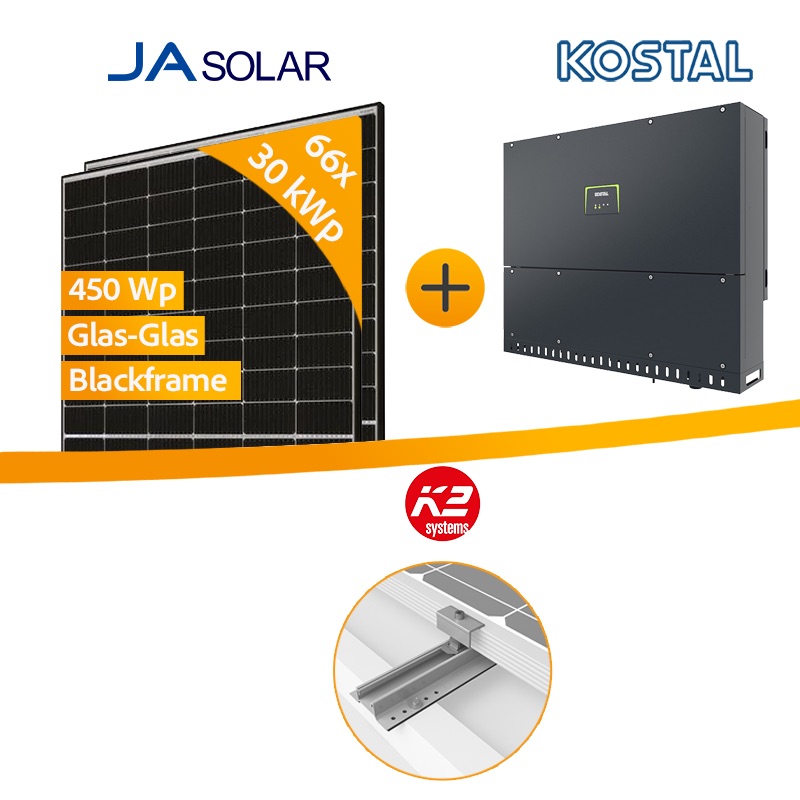 30 kWp JA Solar - Photovoltaikanlage für Trapezblech